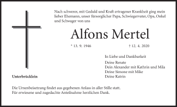 Anzeige von Alfons Mertel von MGO
