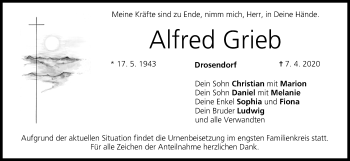 Anzeige von Alfred Grieb von MGO