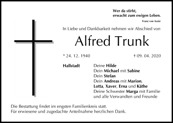 Anzeige von Alfred Trunk von MGO