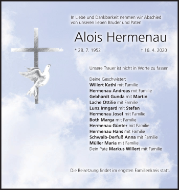 Anzeige von Alois Hermenau von MGO