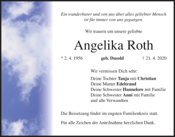 Anzeige von Angelika Roth von MGO