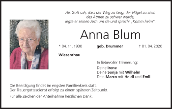 Anzeige von Anna Blum von MGO