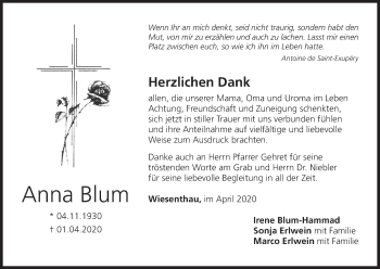 Anzeige von Anna Blum von MGO