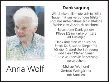 Anzeige von Anna Wolf von MGO