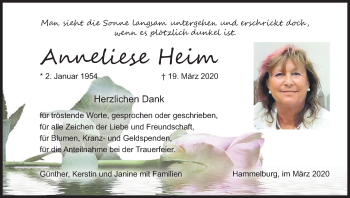 Anzeige von Anneliese Heim von MGO