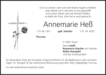 Anzeige von Annemarie Heß von MGO