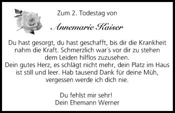Anzeige von Annemarie Kaiser von MGO