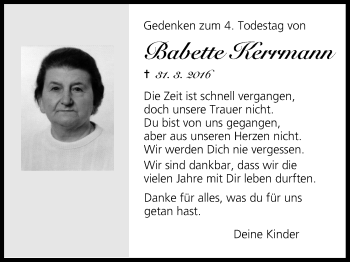 Anzeige von Babette Kerrmann von MGO