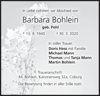 Anzeige von Barbara Bohlein von MGO