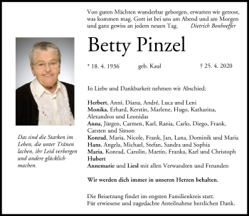 Anzeige von Betty Pinzel von MGO