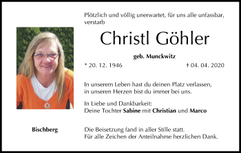 Anzeige von Christl Göhler von MGO