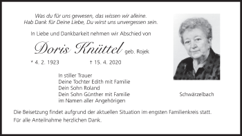 Anzeige von Doris Knüttel von MGO