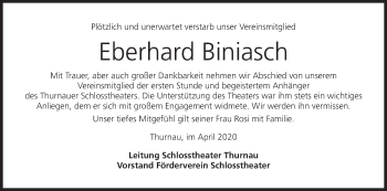 Anzeige von Eberhard Biniasch von MGO