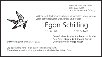 Anzeige von Egon Schilling von MGO