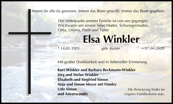 Anzeige von Elsa Winkler von MGO