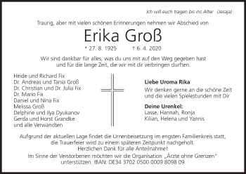 Anzeige von Erika Groß von MGO