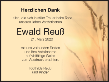 Anzeige von Ewald Reuß von MGO