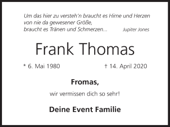 Anzeige von Frank Thomas von MGO