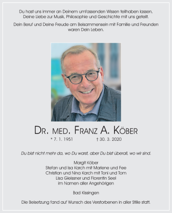 Anzeige von Franz  Köber von MGO