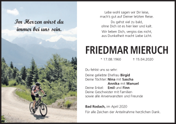 Anzeige von Friedmar Mieruch von MGO