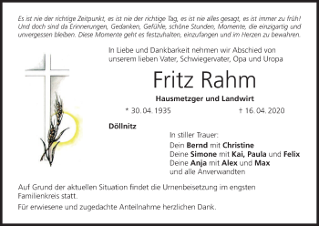 Anzeige von Fritz Rahm von MGO