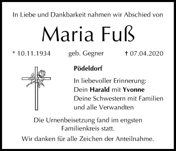 Anzeige von Fuß Maria Fuß von MGO