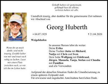 Anzeige von Georg Huberth von MGO