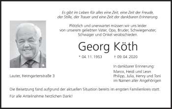 Anzeige von Georg Köth von MGO