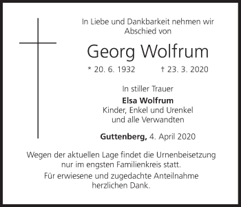 Anzeige von Georg Wolfrum von MGO