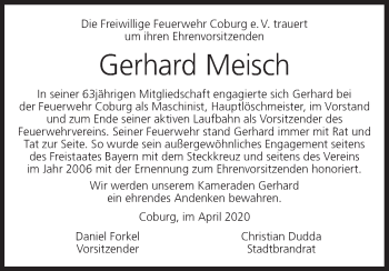 Anzeige von Gerhard Meisch von MGO