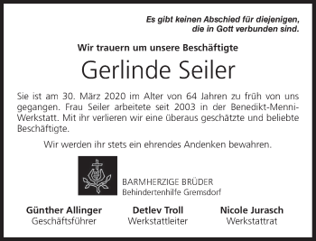 Anzeige von Gerlinde Seiler von MGO
