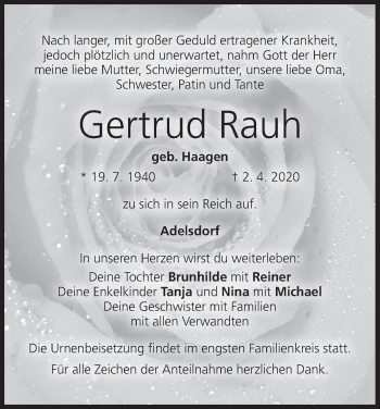 Anzeige von Gertrud Rauh von MGO