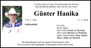 Anzeige von Günter Hanika von MGO