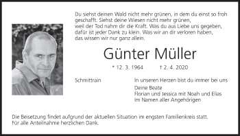 Anzeige von Günter Müller von MGO