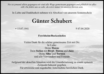 Anzeige von Günter Schubert von MGO