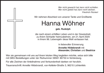 Anzeige von Hanna Wöhner von MGO