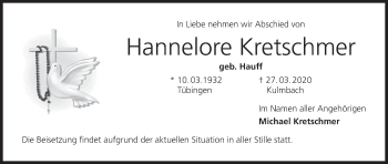 Anzeige von Hannelore Kretschmer von MGO