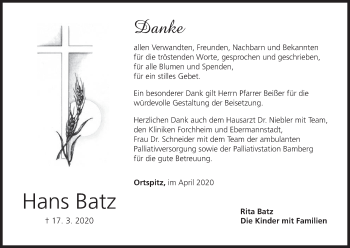 Anzeige von Hans Batz von MGO