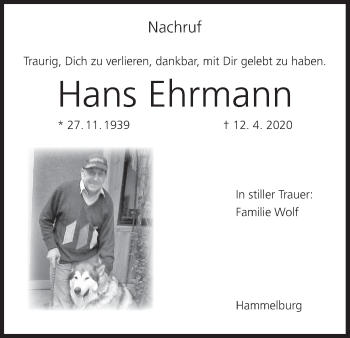Anzeige von Hans Ehrmann von MGO
