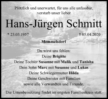 Anzeige von Hans-Jürgen Schmitt von MGO