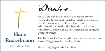 Anzeige von Hans Rackelmann von MGO