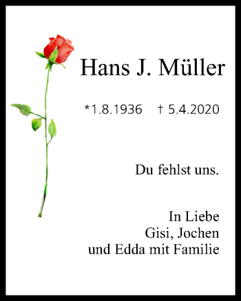 Anzeige von Hans J. Müller von MGO