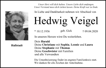 Anzeige von Hedwig Veigel von MGO