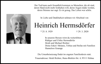 Anzeige von Heinrich Hermsdörfer von MGO