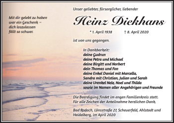 Anzeige von Heinz Diekhans von MGO