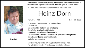 Anzeige von Heinz Dorn von MGO