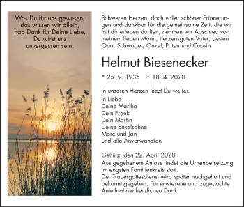 Anzeige von Helmut Biesenecker von MGO