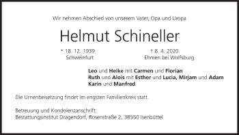 Anzeige von Helmut Schineller von MGO