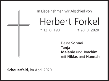 Anzeige von Herbert Forkel von MGO