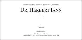 Anzeige von Herbert Iann von MGO